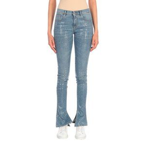 NWT Roberto Cavalli Firenze Bootcut Jeans With Fish Skin Applique sz 0